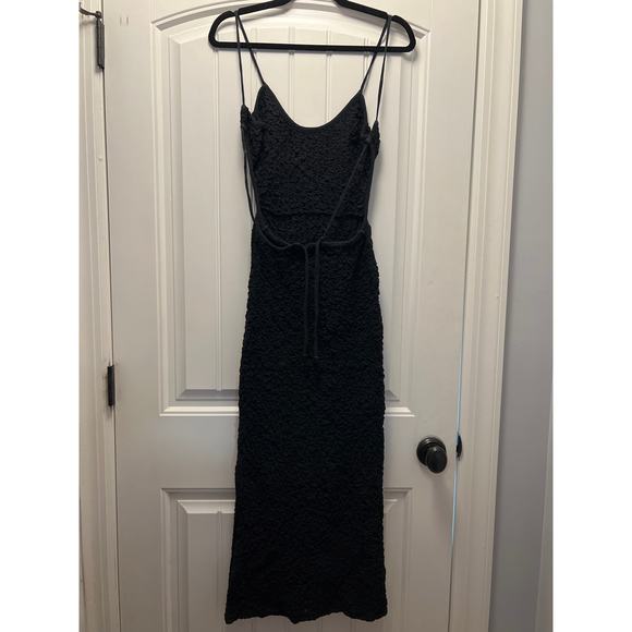 Free People Women’s Crinkle Stretch Open Back Maxi‎ Dress Sz XS Black Scoop Neck - Picture 7 of 11